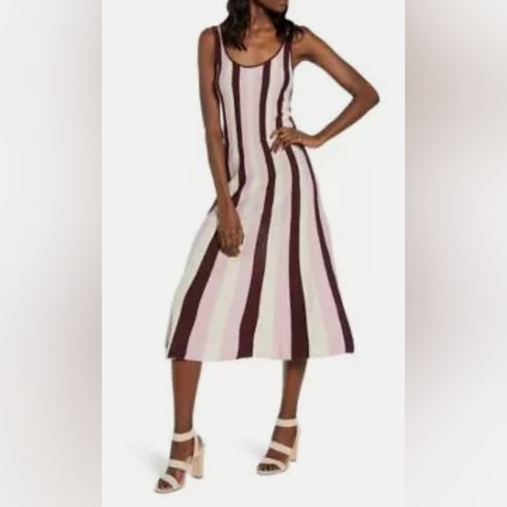 Leith Stripe Knit Midi Tank Dress, Size S